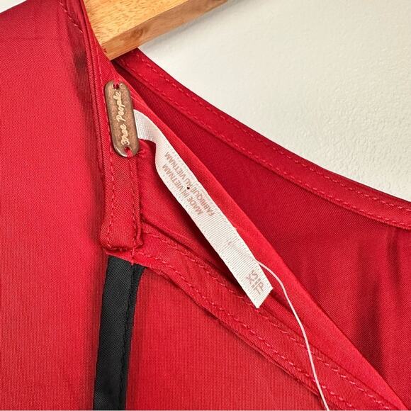 NWT Free People Arabella Satin Rubies Red Tie Back Blouse Sz XS Party Going Out - Picture 10 of 14
